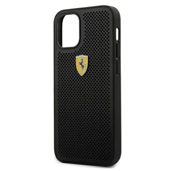 Ferrari FESPEHCP12SBK iPhone 12 mini 5,4" fekete On Track perforált keménytok