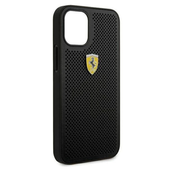 Ferrari FESPEHCP12SBK iPhone 12 mini 5,4" fekete On Track perforált keménytok