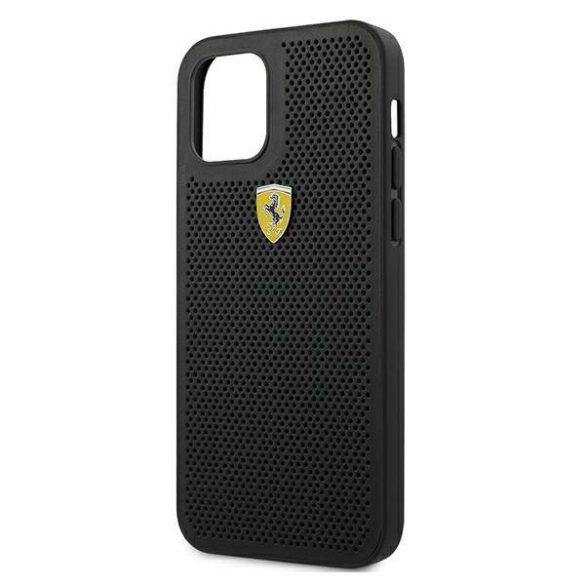 Ferrari FESPEHCP12MBK iPhone 12/12 Pro 6,1" fekete On Track perforált keménytok
