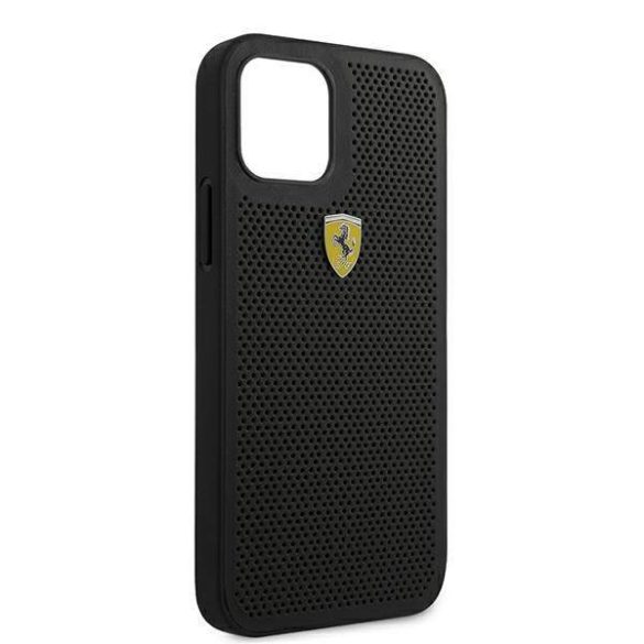 Ferrari FESPEHCP12MBK iPhone 12/12 Pro 6,1" fekete On Track perforált keménytok
