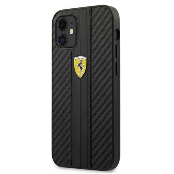 Ferrari FESNECHCP12SBK iPhone 12 mini 5,4" fekete On Track PU Carbon keménytok