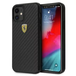   Ferrari FERCAHCP12SBK iPhone 12 mini 5,4" fekete On Track Real Carbon keménytok