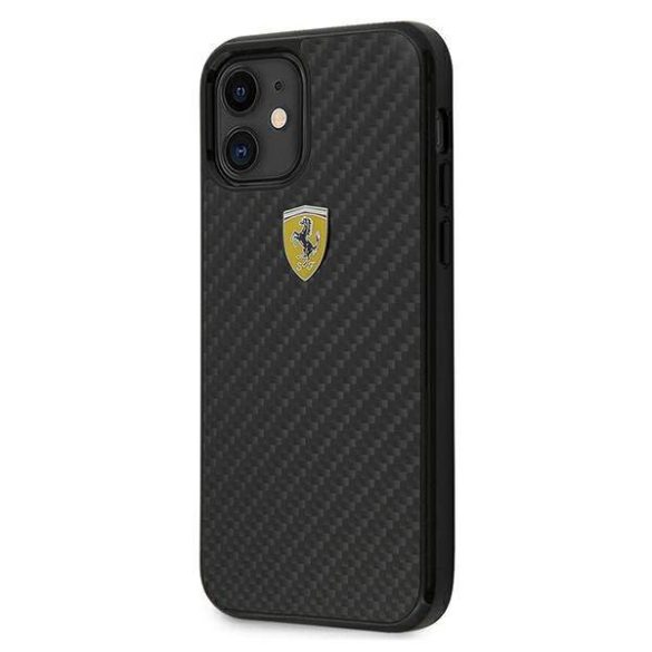 Ferrari FERCAHCP12SBK iPhone 12 mini 5,4" fekete On Track Real Carbon keménytok