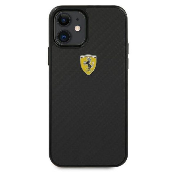 Ferrari FERCAHCP12SBK iPhone 12 mini 5,4" fekete On Track Real Carbon keménytok