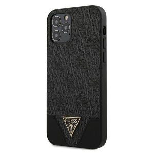 Guess GUHCP12MPU4GHBK iPhone 12/12 Pro 6,1" szürke 4G Triangle Collection keménytok