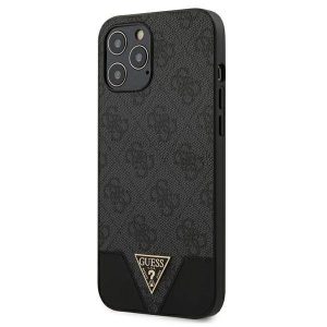 Guess GUHCP12LPU4GHBK iPhone 12 Pro Max 6,7" szürke 4G Triangle Collection keménytok