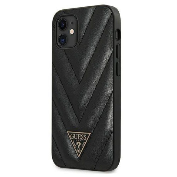 Guess GUHCP12SPUVQTMLBK iPhone 12 mini 5,4" fekete V-Quilted Collection keménytok