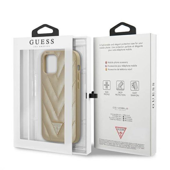 Guess GUHCP12SPUVQTMLBE iPhone 12 mini 5,4" arany V-Quilted Collection keménytok