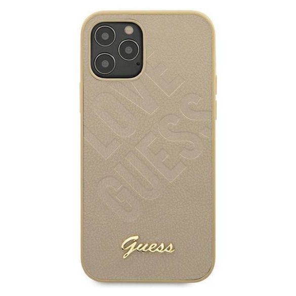 Guess GUHCP12LPUILGLG iPhone 12 Pro Max 6,7" arany irizáló Love Script arany logós keménytok