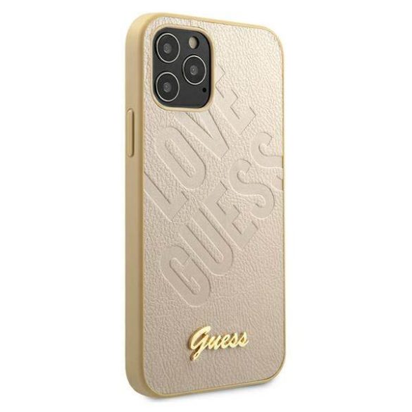 Guess GUHCP12LPUILGLG iPhone 12 Pro Max 6,7" arany irizáló Love Script arany logós keménytok
