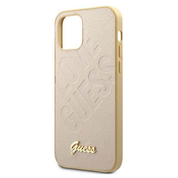 Guess GUHCP12LPUILGLG iPhone 12 Pro Max 6,7" arany irizáló Love Script arany logós keménytok