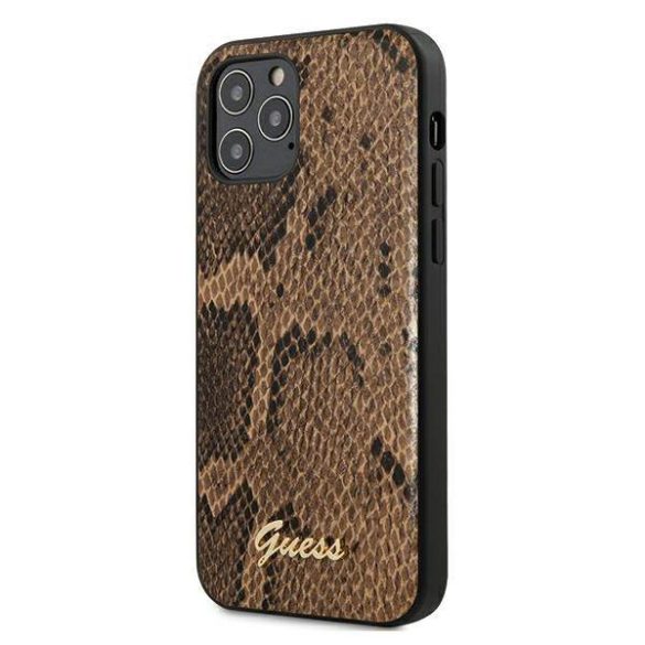 Guess GUHCP12MPUSNSMLBR iPhone 12/12 Pro 6,1" barna Script Python Collection keménytok