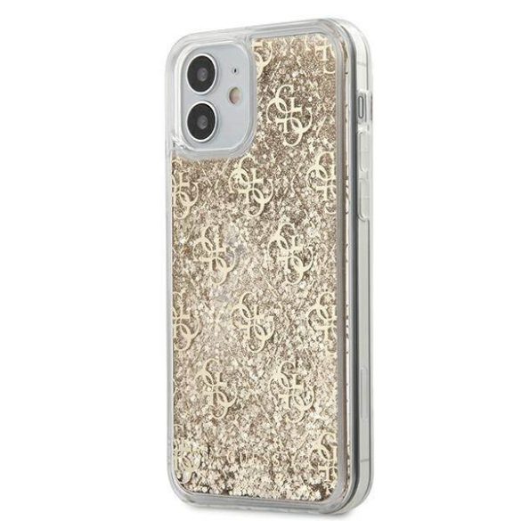 Guess GUHCP12SLG4GSLG iPhone 12 mini 5,4" arany 4G folyékony csillogó kristályos keménytok