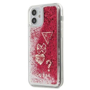 Guess GUHCP12SGLHFLRA iPhone 12 mini 5,4" málna Glitter Charms keménytok