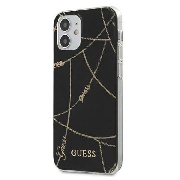 Guess GUHCP12SPCUCHBK iPhone 12 mini 5,4" fekete Gold Chain keménytok