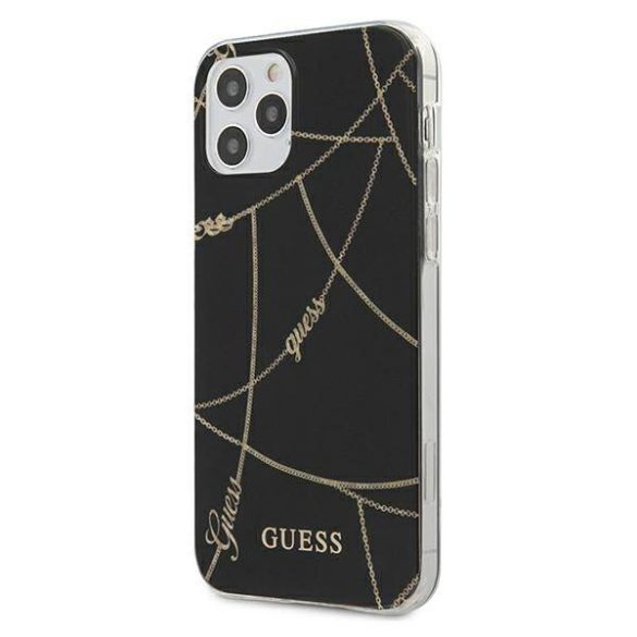 Guess GUHCP12MPCUCHBK iPhone 12/12 Pro 6,1" fekete Gold Chain Collection keménytok