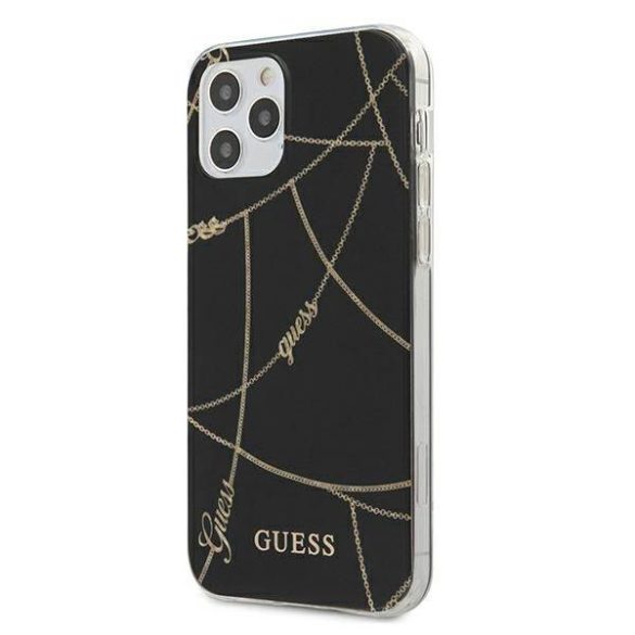 Guess GUHCP12LPCUCHBK iPhone 12 Pro Max 6,7" fekete Gold Chain Collection keménytok