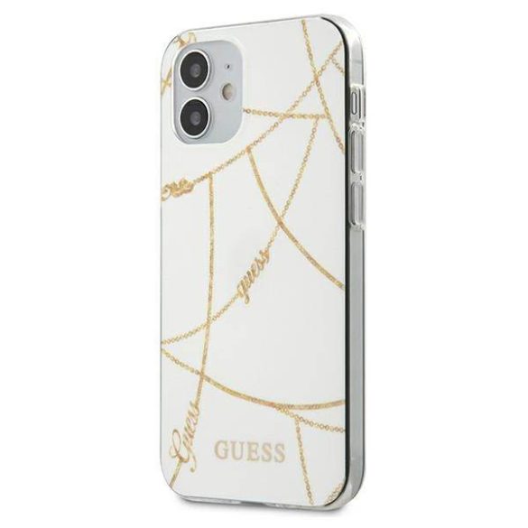 Guess GUHCP12SPCUCHWH iPhone 12 mini 5,4" fehér Gold Chain Collection keménytok