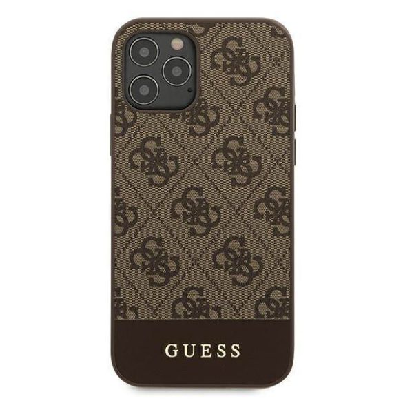 Guess GUHCP12LG4GLBR iPhone 12 Pro Max 6,7" barna 4G Stripe Collection keménytok