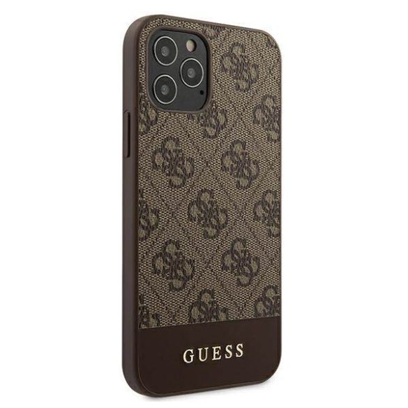 Guess GUHCP12LG4GLBR iPhone 12 Pro Max 6,7" barna 4G Stripe Collection keménytok