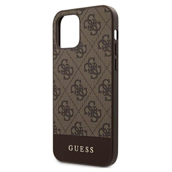Guess GUHCP12LG4GLBR iPhone 12 Pro Max 6,7" barna 4G Stripe Collection keménytok