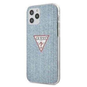 Guess GUHCP12MPCUJULLB iPhone 12/12 Pro 6,1" világoskék Jeans Collection keménytok