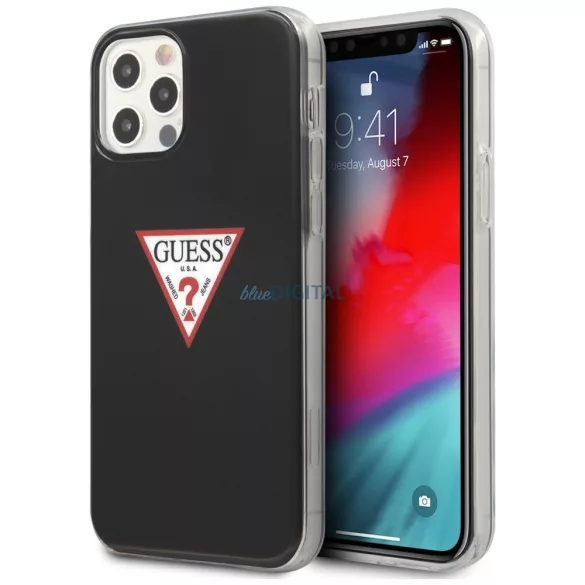 Guess GUHCP12MPCUCTLBK iPhone 12/12 Pro 6,1" fekete Triangle Collection keménytok