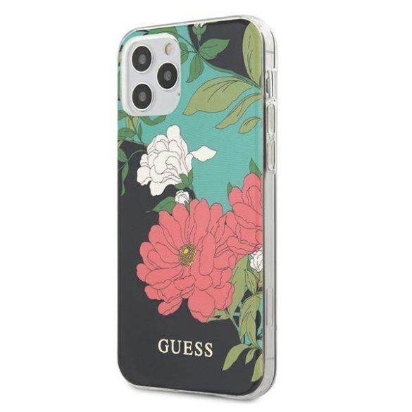 Guess GUHCP12MIMLFL01 iPhone 12/12 Pro 6,1" fekete N°1 Flower Collection tok