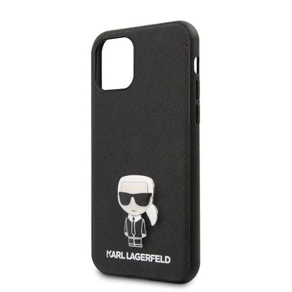 Karl Lagerfeld KLHCP12SIKMSBK iPhone 12 mini 5,4" fekete keménytok Saffiano ikonikus fém logóval