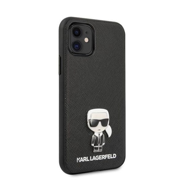 Karl Lagerfeld KLHCP12SIKMSBK iPhone 12 mini 5,4" fekete keménytok Saffiano ikonikus fém logóval