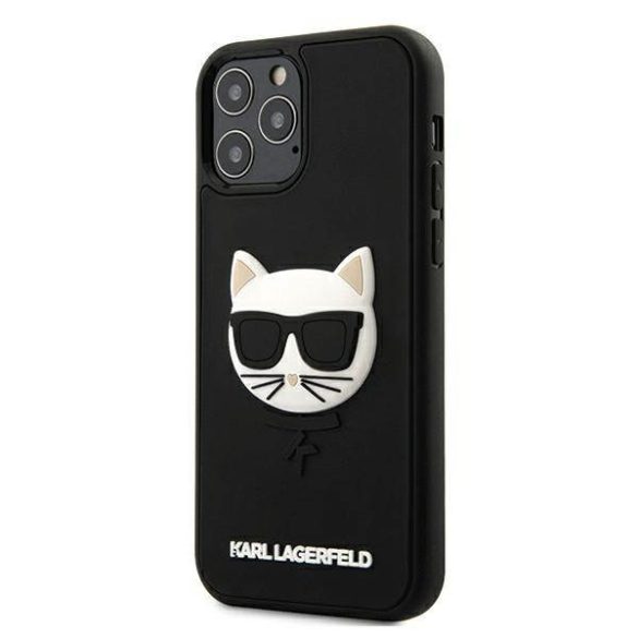 Karl Lagerfeld KLHCP12MCH3DBK iPhone 12 /12 Pro 6,1" fekete keménytok 3D gumiból készült keménytok