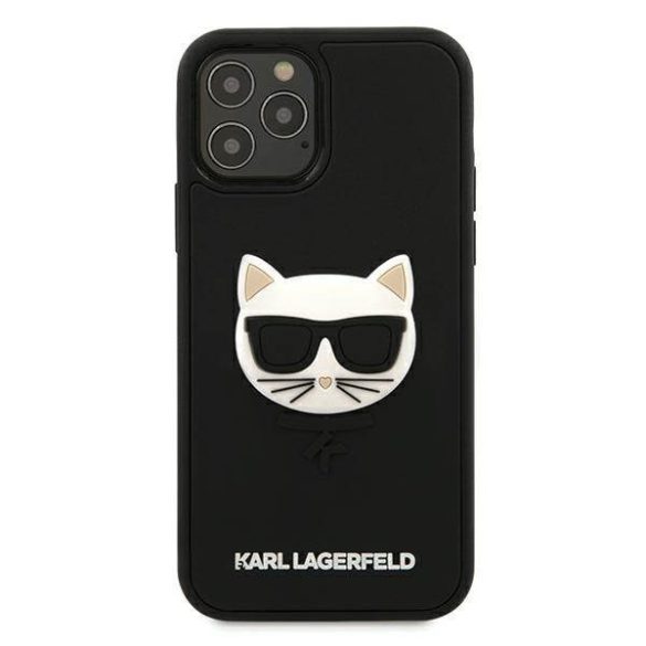 Karl Lagerfeld KLHCP12MCH3DBK iPhone 12 /12 Pro 6,1" fekete keménytok 3D gumiból készült keménytok
