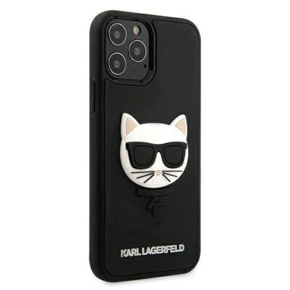 Karl Lagerfeld KLHCP12MCH3DBK iPhone 12 /12 Pro 6,1" fekete keménytok 3D gumiból készült keménytok