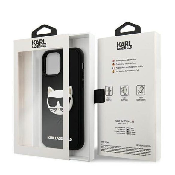 Karl Lagerfeld KLHCP12MCH3DBK iPhone 12 /12 Pro 6,1" fekete keménytok 3D gumiból készült keménytok