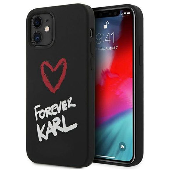 Karl Lagerfeld KLHCP12SSILKRBK iPhone 12 mini 5,4" fekete szilikon keménytok Forever Karl