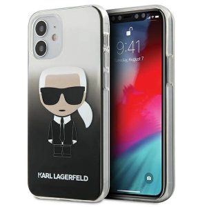 Karl Lagerfeld KLHCP12STRDFKBK iPhone 12 mini 5,4" fekete keménytok színátmenetes ikonikus Karl Lagerfeld