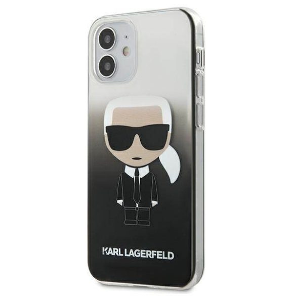 Karl Lagerfeld KLHCP12STRDFKBK iPhone 12 mini 5,4" fekete keménytok színátmenetes ikonikus Karl Lagerfeld