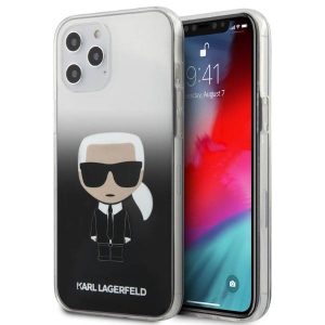 Karl Lagerfeld KLHCP12LTRDFDFKBK iPhone 12 Pro Max 6,7" fekete keménytok színátmenetes ikonikus Karl