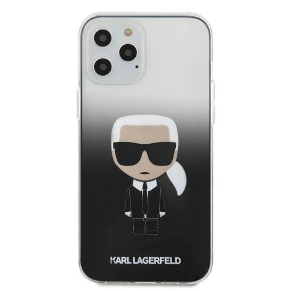 Karl Lagerfeld KLHCP12LTRDFDFKBK iPhone 12 Pro Max 6,7" fekete keménytok színátmenetes ikonikus Karl