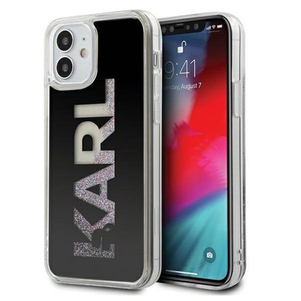 Karl Lagerfeld KLHCP12SKLMLBK iPhone 12 mini 5,4" fekete Karl Logo Glitter keménytok