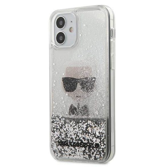 Karl Lagerfeld KLHCP12SGLIKSL iPhone 12 mini 5,4" ezüst keménytok ikonikus folyékony csillogó kristályos