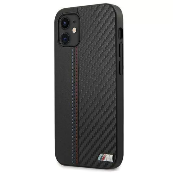 BMW BMHCP12SMCARBK iPhone 12 mini 5,4" fekete keménytok M Collection PU csíkos