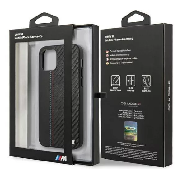 BMW BMHCP12SMCARBK iPhone 12 mini 5,4" fekete keménytok M Collection PU csíkos