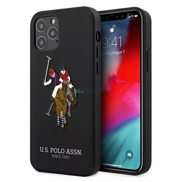 US Polo USHCP12MPUGFLBK iPhone 12/12 Pro 6,1" fekete Polo Embroidery Collection tok