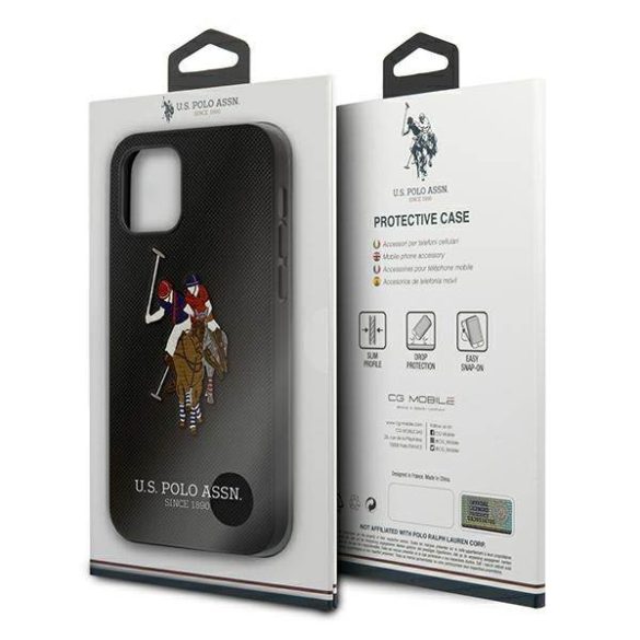 US Polo USHCP12MPUGFLBK iPhone 12/12 Pro 6,1" fekete Polo Embroidery Collection tok