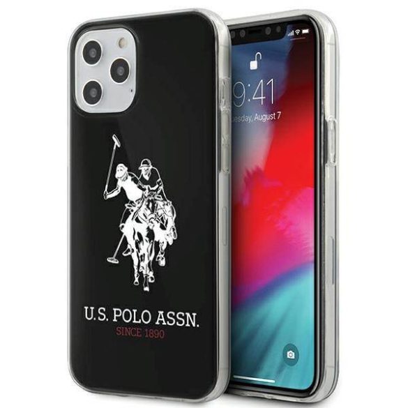 US Polo USHCP12LTPUHRBK iPhone 12 Pro Max 6,7" fekete fényes nagy logós tok