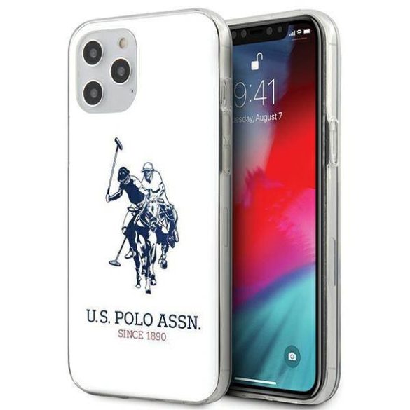 US Polo USHCP12MTPUHRWH iPhone 12/12 Pro 6,1" fehér fényes nagy logós tok
