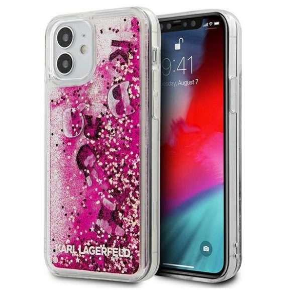 Karl Lagerfeld KLHCP12SROPI iPhone 12 mini 5,4" rózsaszín Glitter Charms keménytok