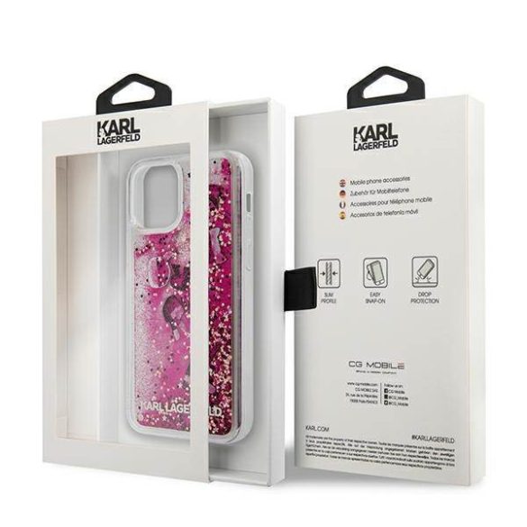 Karl Lagerfeld KLHCP12SROPI iPhone 12 mini 5,4" rózsaszín Glitter Charms keménytok