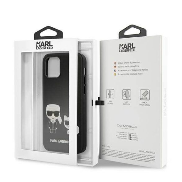 Karl Lagerfeld KLHCP12MPCUSKCBK iPhone 12/12 Pro 6,1" fekete keménytok ikonikus Karl & Choupette